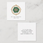 Carte De Visite Carré Élégant Mandala Floral Stylisé (Devant / Derrière)