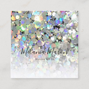 Carte De Visite Carré Élégant maquilleur de Parties scintillant hologr