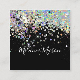 Carte De Visite Carré Élégant maquilleur de Parties scintillant hologr