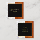 Carte De Visite Carré Elégant Marbre Bois Or Luxe Moderne Plain (Devant / Derrière)