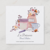 Carte De Visite Carré Élégant Mariage Fleur Cuisine boulangerie boulange (Devant)