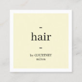 Carte De Visite Carré Elégant minimal coiffeur blanc jaune (Devant)