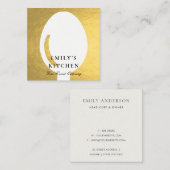 CARTE DE VISITE CARRÉ ÉLÉGANT MINIMAL FAUX GOLD SPOON CHEF CATERING (Devant / Derrière)