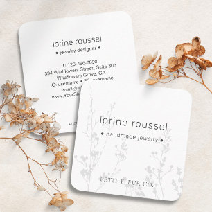 Carte De Visite Carré Élégant minimal Fleur sauvage Floral Carré Busines