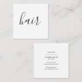 Carte De Visite Carré Elégant minimal noir coiffeur blanc (Devant / Derrière)