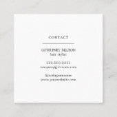 Carte De Visite Carré Elégant minimal noir coiffeur blanc (Dos)