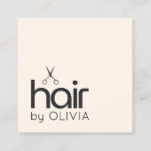 Carte De Visite Carré Elégant minimal Pastel Ciseaux noirs coiffeur (Devant)