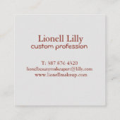 Carte De Visite Carré Élégant minimal personnalisé  (Dos)