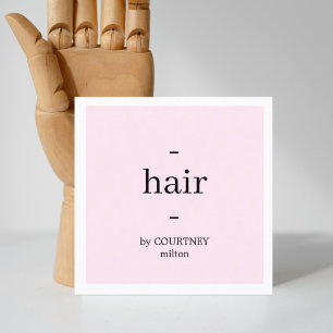 Carte De Visite Carré Elégant minimal Rose clair coiffeur blanc