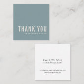 Carte De Visite Carré ÉLÉGANT MINIMAL SIMPLE MERCI gris BLEU DUSKY (Devant / Derrière)