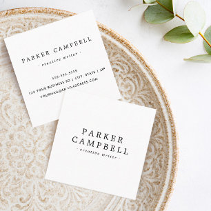 Carte De Visite Carré Élégant minimaliste professionnel blanc
