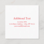 Carte De Visite Carré Élégant Modèle de texte circulaire modifiable roug (Dos)