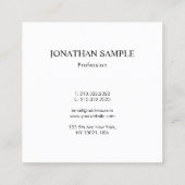 Carte De Visite Carré Élégant Modèle Moderne Simple Professional (Dos)