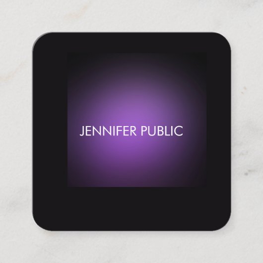 Carte De Visite Carré Élégant Modèle noir et violet moderne arrondi (Devant)