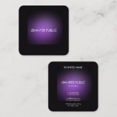 Carte De Visite Carré Élégant Modèle noir et violet moderne arrondi (Devant / Derrière)