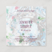 Carte De Visite Carré Élégant Modèle rose bleu bleu vert tendance modern (Dos)