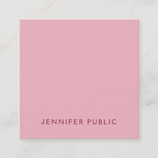 Carte De Visite Carré Elégant Modèle simple rose pâle Luxe moderne (Devant)