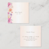 Carte De Visite Carré Elégant Moderne, Fleurs aquarelles (Devant / Derrière)