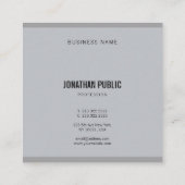 Carte De Visite Carré Élégant moderne gris simple Modèle professionnel (Dos)