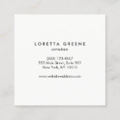 Carte De Visite Carré Élégant moderne Linge noir professionnel (Dos)