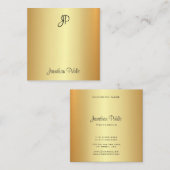 Carte De Visite Carré Élégant moderne manuscrit Monogramme Modèle or (Devant / Derrière)