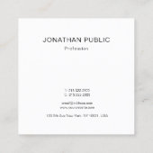 Carte De Visite Carré Élégant Moderne Professionnel Douceur Unique Plain (Dos)