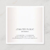 Carte De Visite Carré Elégant Moderne Simpl Faux Argent Plain Chic Luxe (Dos)