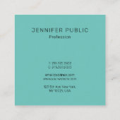 Carte De Visite Carré Élégant moderne simple Modèle tendance Turquoise (Dos)