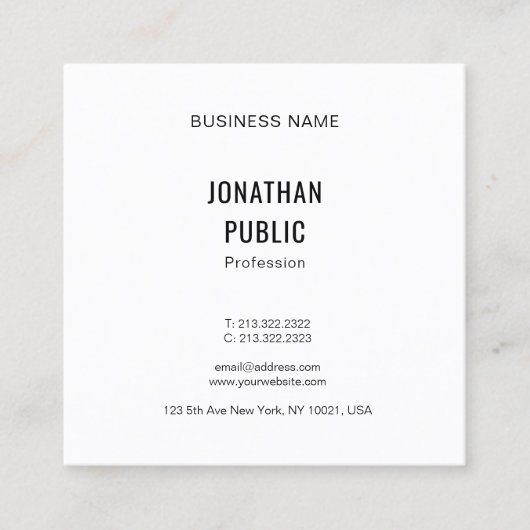 Carte De Visite Carré Élégant Moderne Simple Professionnel Modèle tendan (Devant)