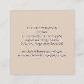 Carte De Visite Carré Élégant MONOGRAM Floral Beige (Dos)