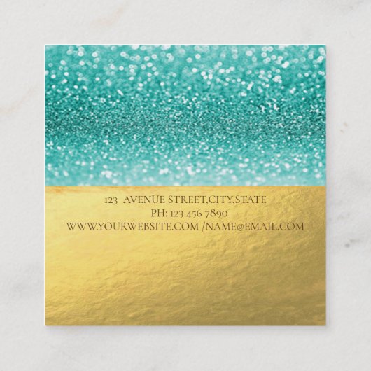 Carte De Visite Carré Elégant Monogram Gold Parties scintillant Bokeh (Dos)