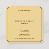 Carte De Visite Carré Élégant Monogram Modèle Luxe Noir Et Or (Dos)