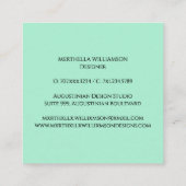 Carte De Visite Carré Élégant MONOGRAM Neo Mint Noir (Dos)