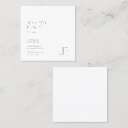 Carte De Visite Carré Elégant Monogram Plain Moderne Design tendance Lux (Devant / Derrière)