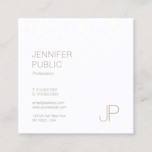 Carte De Visite Carré Elégant Monogram Plain Moderne Design tendance Lux (Devant)