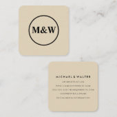 Carte De Visite Carré Élégant Monogram Professional (Devant / Derrière)