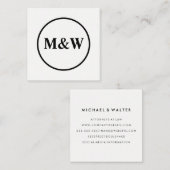 Carte De Visite Carré Élégant Monogram Professional (Devant / Derrière)