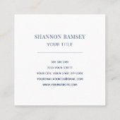 Carte De Visite Carré Élégant Monogramme bleu profond (Dos)