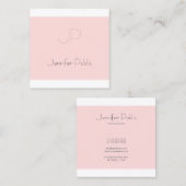 Carte De Visite Carré Élégant Monogramme Clean Plain tendance Blush rose (Devant / Derrière)