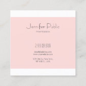 Carte De Visite Carré Élégant Monogramme Clean Plain tendance Blush rose (Dos)