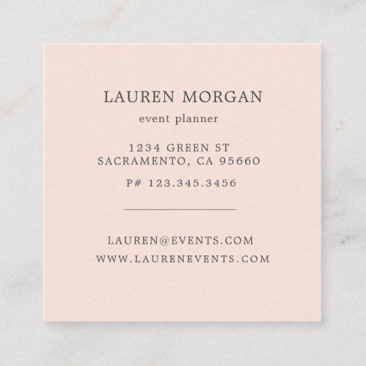 Carte De Visite Carré Élégant monogramme floral bohème (Dos)