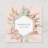 Carte De Visite Carré Élégant monogramme floral bohème (Devant)