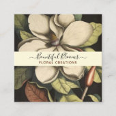 Carte De Visite Carré Élégant Monogramme Magnolia Crème Sage Blooms (Devant)