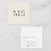 Carte De Visite Carré Élégant monogramme moderne beige clair professionn (Devant / Derrière)