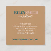 Carte De Visite Carré Élégant monogramme moderne brun turquoise professi (Dos)