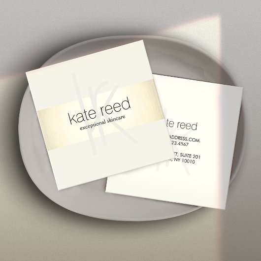 Carte De Visite Carré Élégant Monogramme moderne Carré de bande or