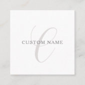 Carte De Visite Carré Élégant Monogramme moderne | Gris et blanc (modifi (Devant)