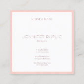 Carte De Visite Carré Élégant Monogramme moderne rose blanc Modèle tenda (Dos)