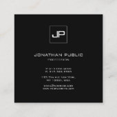 Carte De Visite Carré Élégant Monogramme noir et blanc Modèle initial (Dos)