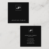 Carte De Visite Carré Élégant Monogramme noir et blanc Modèle initial (Devant / Derrière)